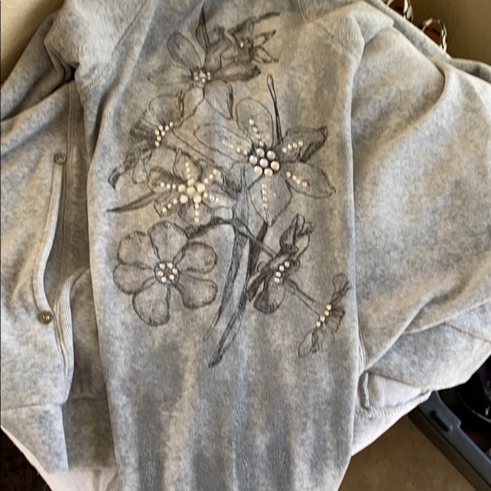 Velour Embellished (Rhinestones) Gray Track Set - Picture 6 of 8